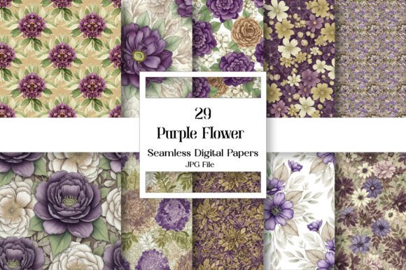 Embrace Botanical Elegance with the Purple Flower Digital Paper Pack
