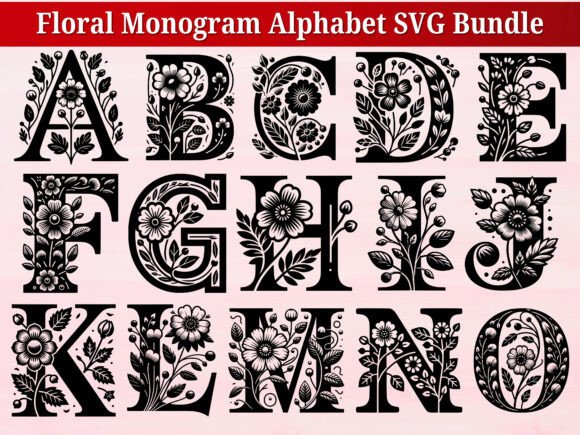 Floral Monogram Alphabet SVG Bundle: Elegant Initials for Crafters