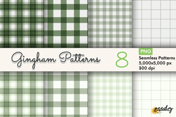 Green Gingham Patterns: A Fresh Digital Paper Pack
