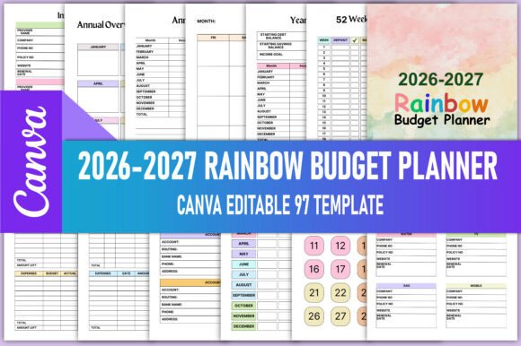 Master Your Finances with the 2026-2027 Rainbow Budget Planner Canva