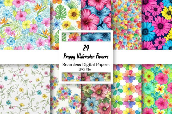 Soft Botanical Charm: Using Preppy Watercolor Flowers