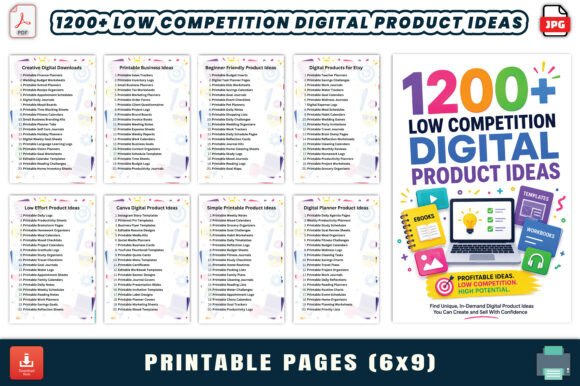 Unlock 1200+ Low Competition Digital Product Ideas