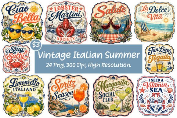 Vintage Italian Summer Sublimation Bundle: Your Toolkit for Sun-Drenched Designs